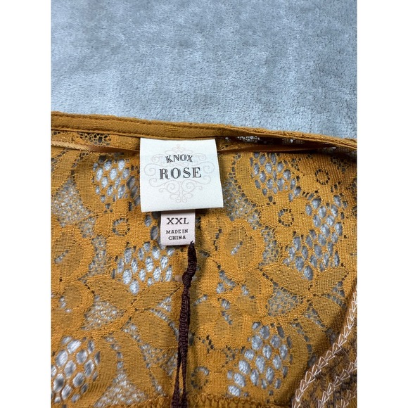 Knox Rose Womens Long Sleeve Embroidered Lace Yoke Peasant Blouse Top Size XXL - Picture 4 of 11